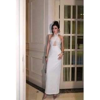 GIANG DONNA - IZI HALTERNECK DRESS 4513 chất tây dáng kiểu dài suông đi tiệc sang trọng