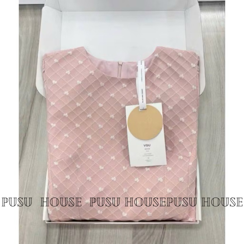 Đầm nữ thiết kế Hồng tim nổi xoè nhẹ form ngắn trẻ trung nữ tính- Pusu house