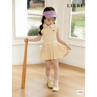 [B&G] Đầm váy LB polo chất cotton 3 màu xám, hồng, vàng cho bé gái từ 12-45kg(2-11 tuổi)