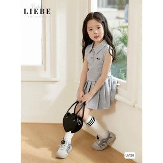 [B&G] Đầm váy LB polo chất cotton 3 màu xám, hồng, vàng cho bé gái từ 12-45kg(2-11 tuổi)