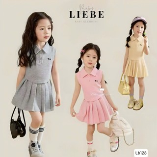 [B&G] Đầm váy LB polo chất cotton 3 màu xám, hồng, vàng cho bé gái từ 12-45kg(2-11 tuổi)