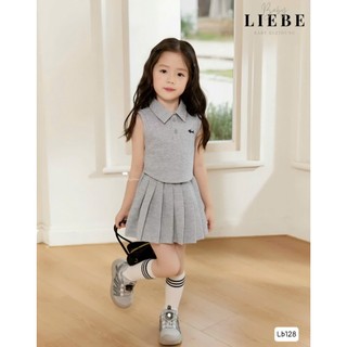 [B&G] Đầm váy LB polo chất cotton 3 màu xám, hồng, vàng cho bé gái từ 12-45kg(2-11 tuổi)
