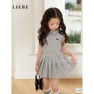 [B&G] Đầm váy LB polo chất cotton 3 màu xám, hồng, vàng cho bé gái từ 12-45kg(2-11 tuổi)