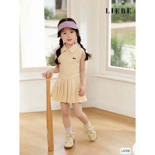[B&G] Đầm váy LB polo chất cotton 3 màu xám, hồng, vàng cho bé gái từ 12-45kg(2-11 tuổi)