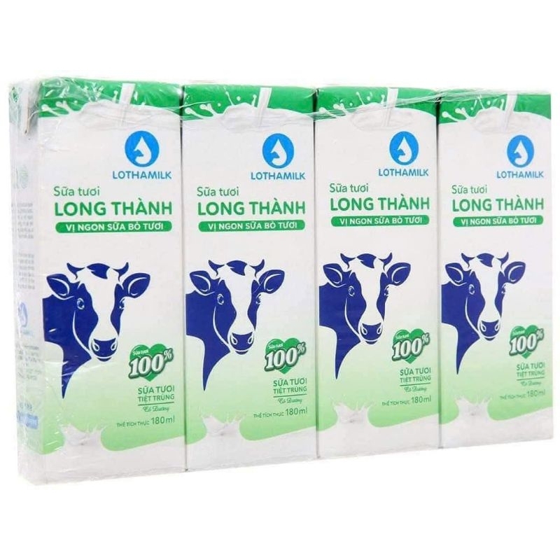 SỮA TƯƠI LONG THÀNH MILK CÓ ĐƯỜNG  2 lốc 8 họp*180ml