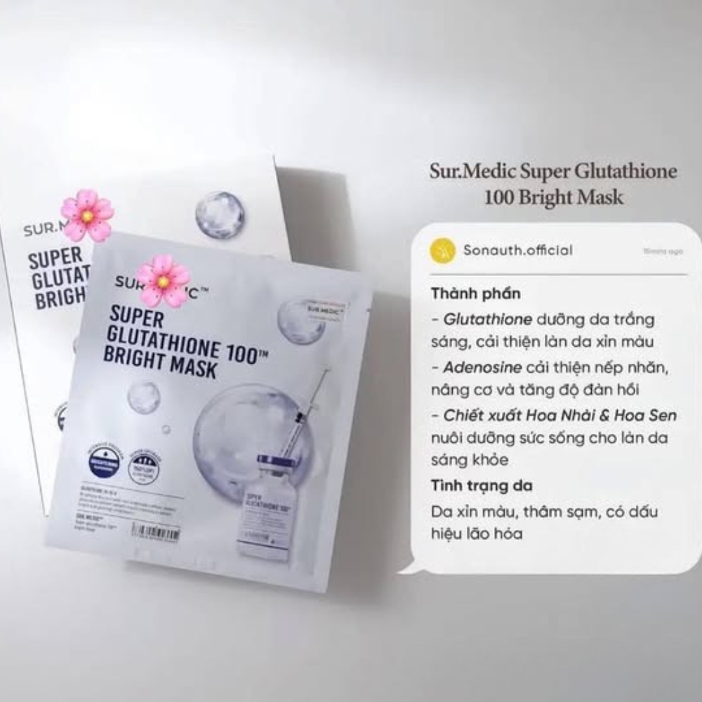 mặt nạ sur medic bright glutathione mask MEDIC] Lẻ 1 miếng SurMedic dưỡng trắng sáng da Hàn Quốc mặt nạ sur.medic bright glutathione