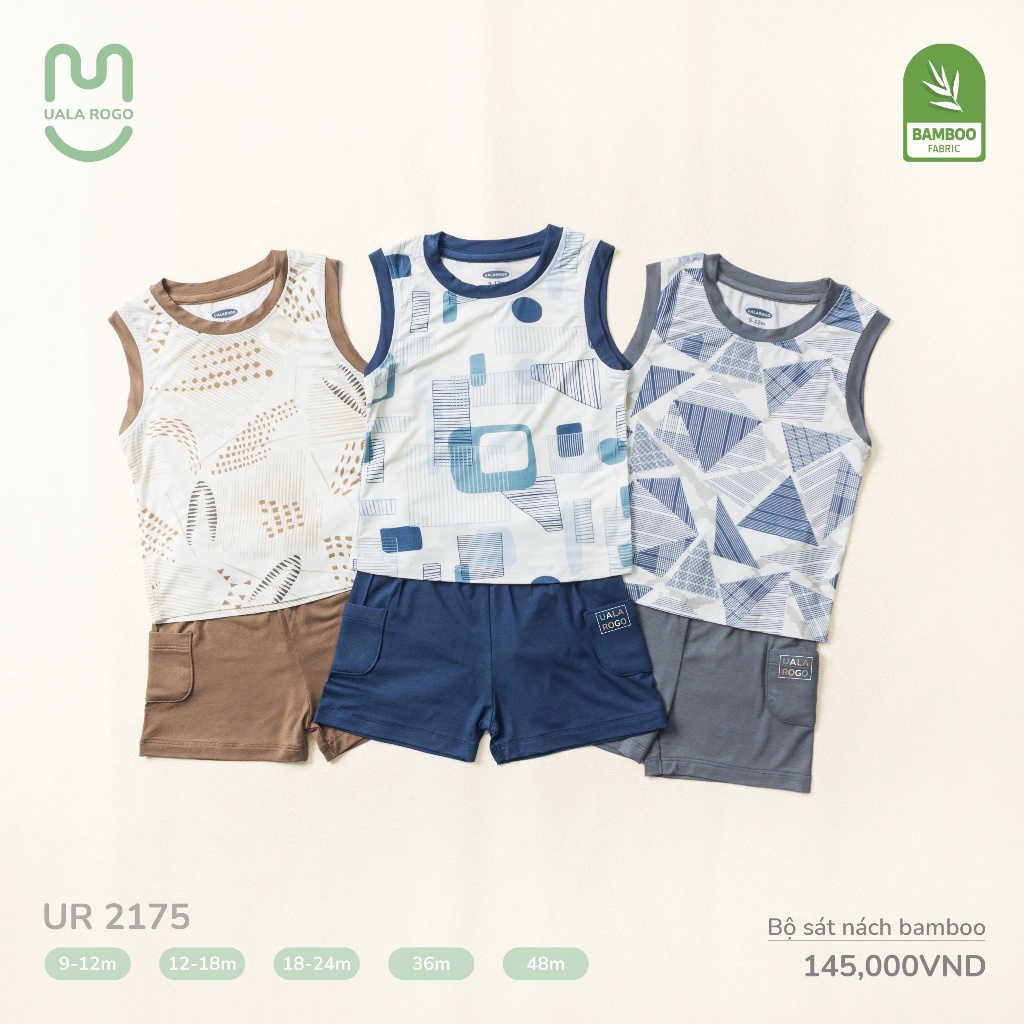 (8,5-19kg, 9-48M) Bộ Sát Nách Uala, Ba Lỗ Bé Trai UR2164 UR2165 UR2175 UR2211 UR2186 UR2179 UR2218