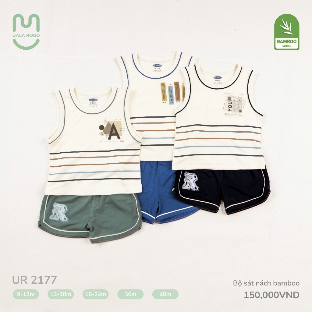(8,5-19kg, 9-48M) Bộ Sát Nách Uala, Ba Lỗ Bé Trai UR2164 UR2165 UR2175 UR2211 UR2186 UR2179 UR2218