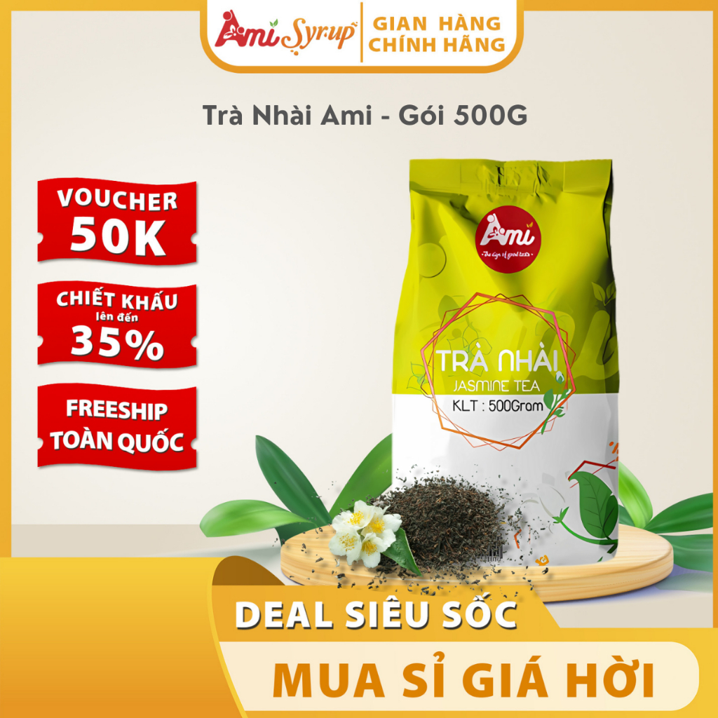 Trà Nhài Ami Jasmine Tea Gói 500g - Lý Tưởng Cho Pha Trà Chanh, Trà Trái Cây, Trà Sữa