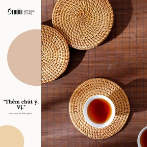 Lót Ly cách nhiệt TUDORATTAN - Lót cốc VIntage Decor, Thảm Decor Bàn Trà , Quán Cafe