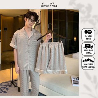 Đồ ngủ nam cao cấp set 3 món cực chất, bộ ngủ lụa cho nam (Kèm ảnh cận vải)