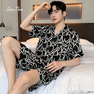 Bộ đồ ngủ của nam màu đen ngắn tay cao cấp, bộ đồ ngủ nam de thương (Kèm ảnh cận vải) - Since Then