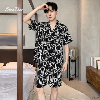 Bộ đồ ngủ của nam màu đen ngắn tay cao cấp, bộ đồ ngủ nam de thương (Kèm ảnh cận vải) - Since Then