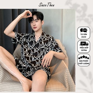 Bộ đồ ngủ của nam màu đen ngắn tay cao cấp, bộ đồ ngủ nam de thương (Kèm ảnh cận vải) - Since Then