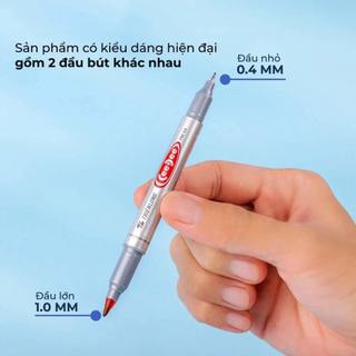 Combo 2-5-10 Bút Lông Dầu Nhỏ 2 Đầu PM-04 Mực Bám Dính Tốt Hàng Loại Tốt