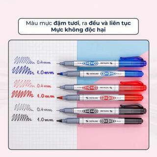 Combo 2-5-10 Bút Lông Dầu Nhỏ 2 Đầu PM-04 Mực Bám Dính Tốt Hàng Loại Tốt