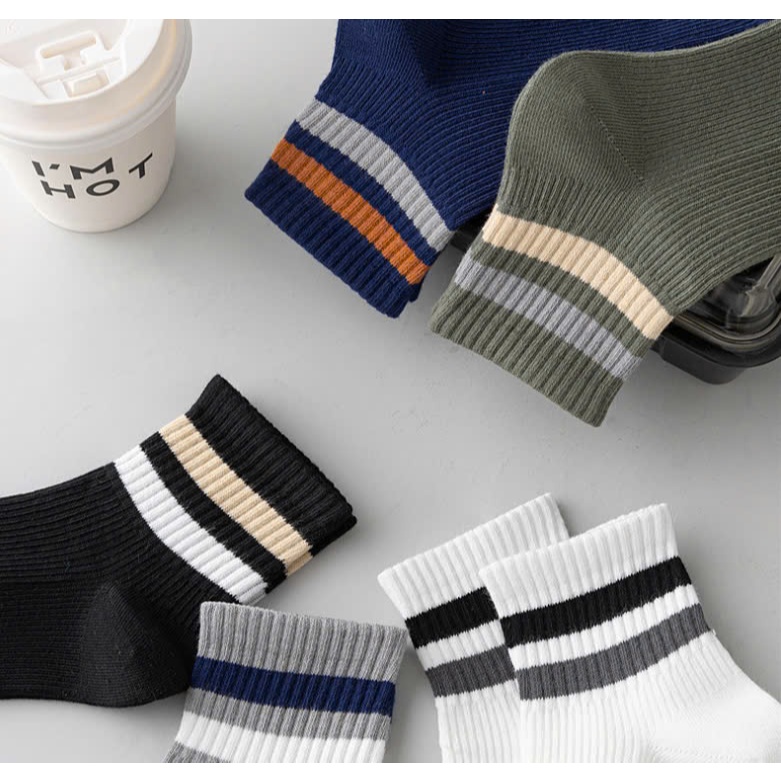 Vớ Tất Unisex kẻ 2 thanh 5 màu cổ lửng phong cách trẻ trung, năng động.