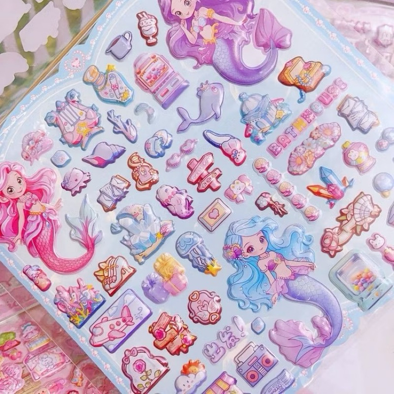 Sticker công chúa 3D hoạt hình dễ thương cho bé gái – đồ chơi sáng tạo, thay trang phục, hai lớp