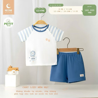Bộ cộc tay cài vai moon chất mêm mát co dãn 4 chiều cho bé 9-3y