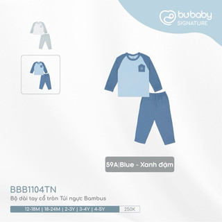 Bubaby BBB1104TN Bộ dài tay sợi tre cao cấp cho bé trai và bé gái