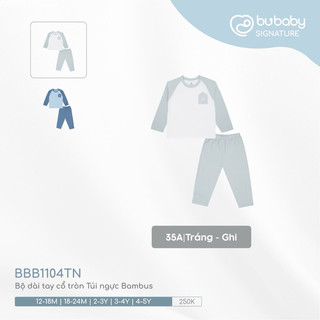 Bubaby BBB1104TN Bộ dài tay sợi tre cao cấp cho bé trai và bé gái