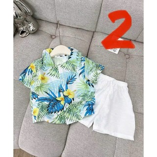 Sét đồ cho bé trai đi biển 10-40kg áo sơ mi cho bé trai+quần đùi trắng, đồ bộ bé trai