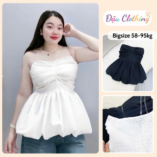 Áo Kiểu Bigsize Nữ Dáng Áo Quây Cúp Ngực Dáng Babydoll Nhún Chun Lưng Vải Lụa Xoa A186