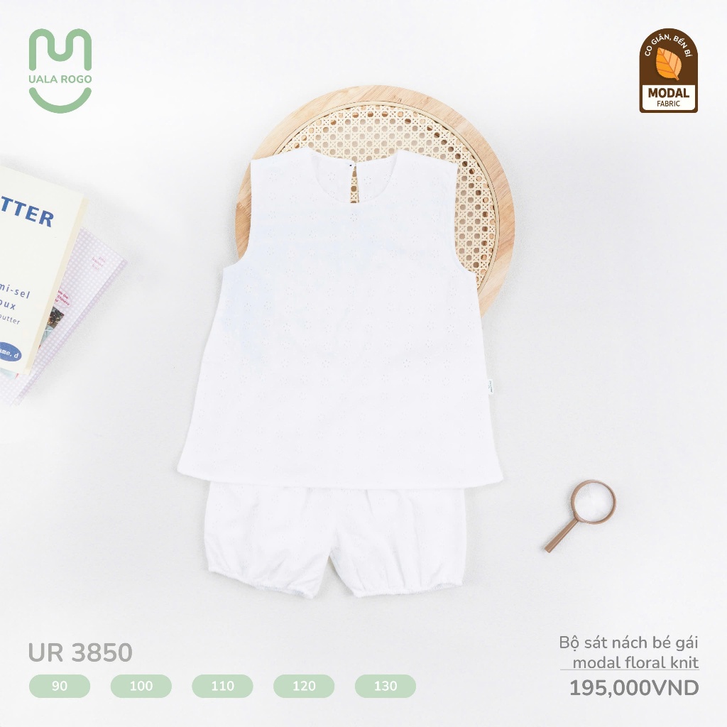 (11-25kg) Bộ Ba Lỗ, Sát Nách Bé Gái Ualarogo Chất Vải Modal Floral Knit Mềm Mại UR3850 UR3863