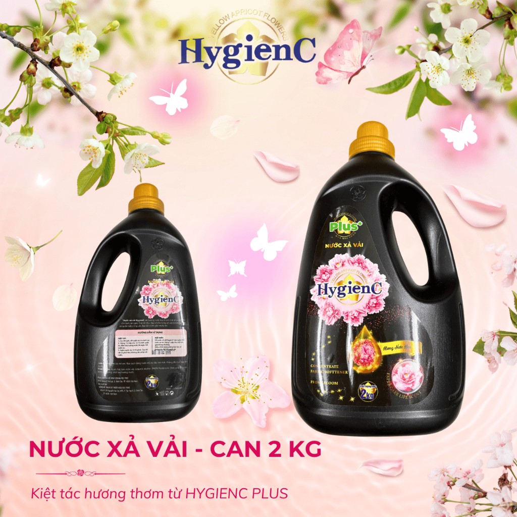 Bộ Đôi Giặt - Xả: 1 Can Nước Giặt (3,6kg) + 1 Can Nước Xả Vải (2,0kg) HygienC Plus Đậm Đặc Hương Nước Hoa