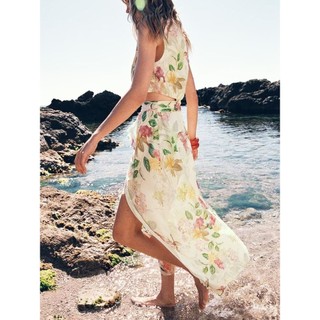 Đầm Zara made in Morocco midi voan hoa cutout xinh đẹp