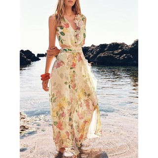 Đầm Zara made in Morocco midi voan hoa cutout xinh đẹp