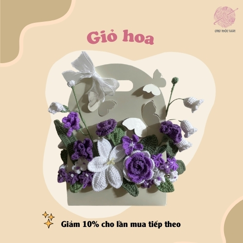[Giỏ Hoa Len] Hoa Trang Trí Bàn Làm Việc – Len Milk Cotton – Quà Tặng ...