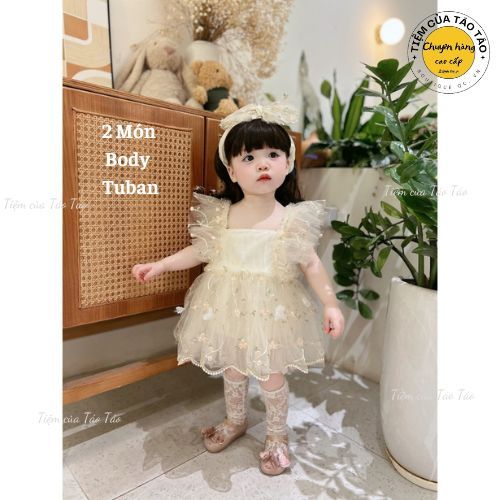 (HÀNG CÓ SẴN) Suit váy tặng kèm tuban cover Oren Hàn Quốc cho bé gái từ 3-13kg