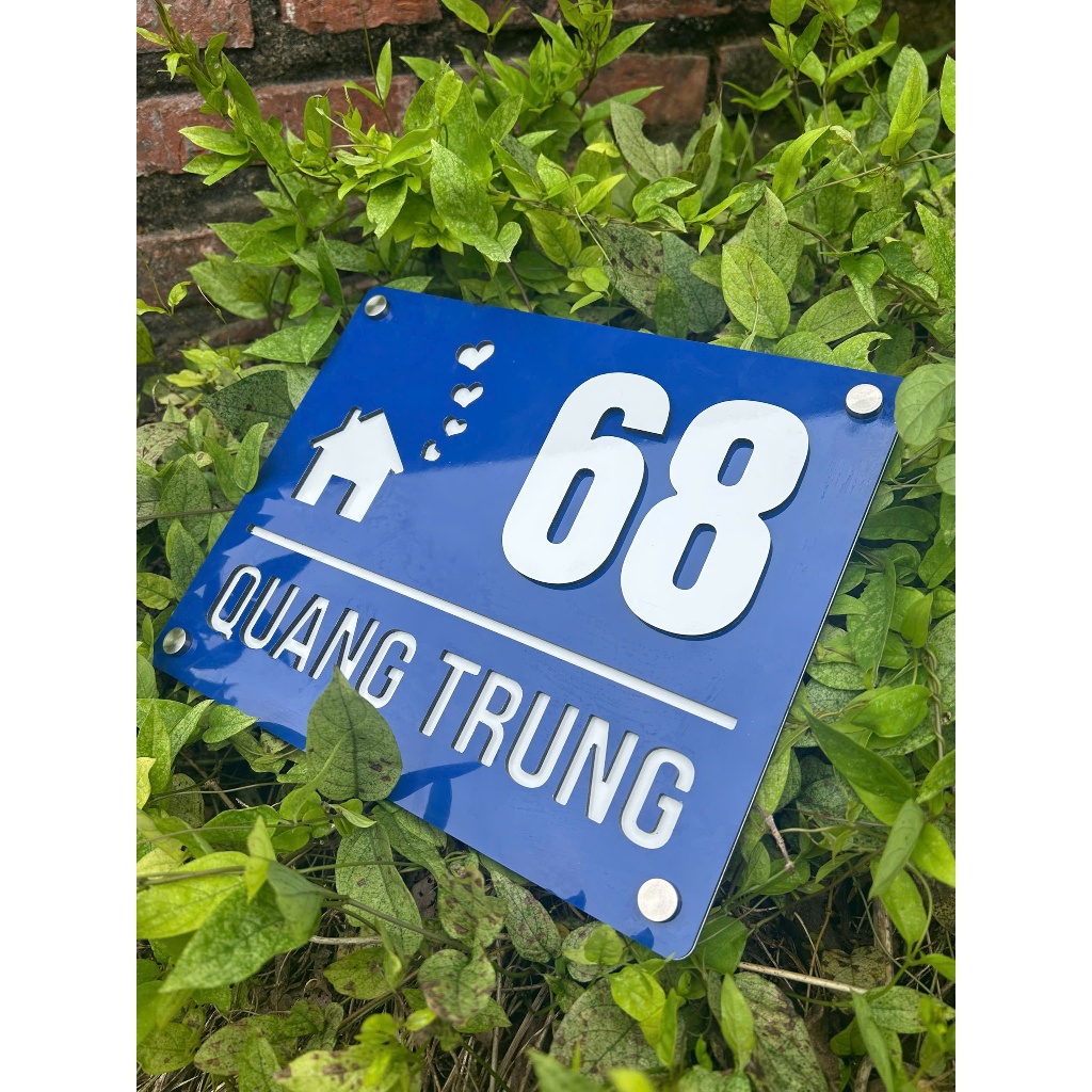 BIỂN SỐ NHÀ CAO CẤP , Alu GƯƠNg  XANH + CHỮ TRẮNG