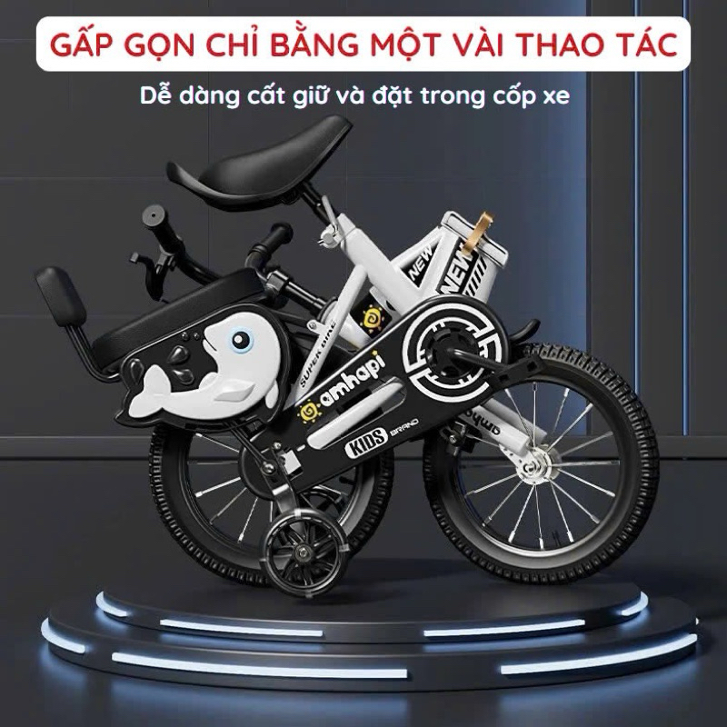 Xe đạp cho bé - Xe đạp trẻ em gấp gọn chính hãng AHAPI cao cấp từ 2 đến 13 tuổi