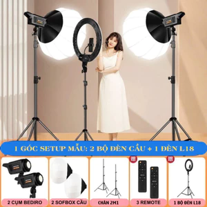 Combo quay dựng video - livestream chuyên nghiệp - Đèn - Micro - Chân quay - Giá đỡ điện thoại quay đa góc - HDDESIGN