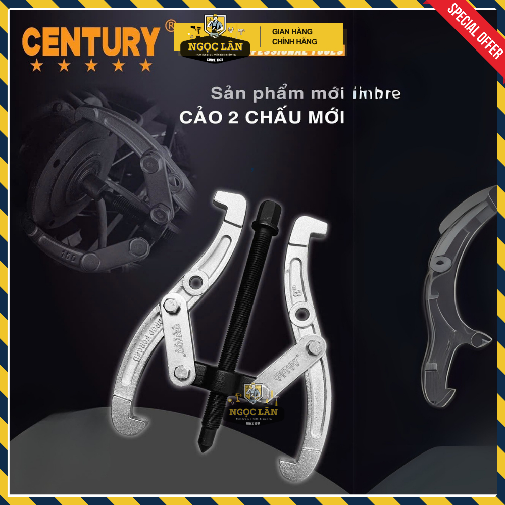 [6-8 inch] Cảo 2 chấu, vam 2 càng Century mở vòng bi, bạc đạn thép cao cấp phiên bản mới