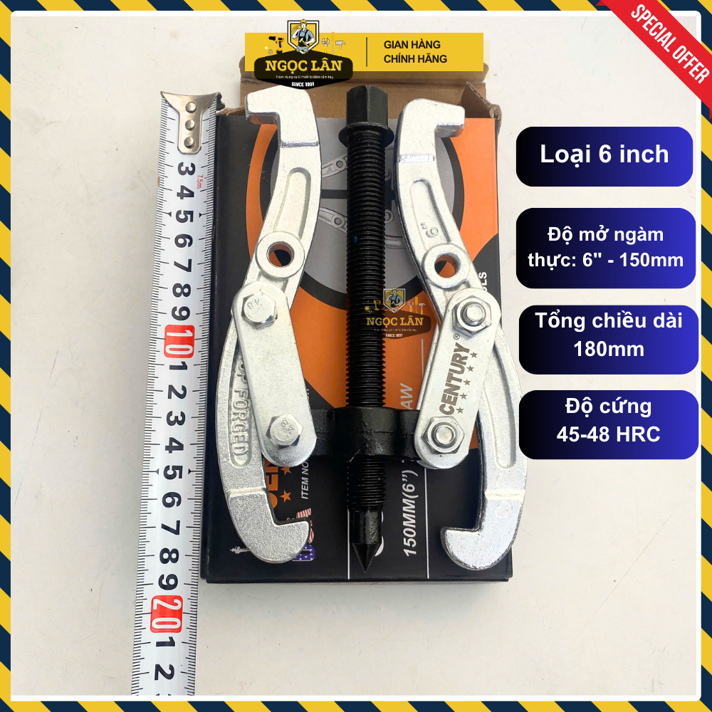 [6-8 inch] Cảo 2 chấu, vam 2 càng Century mở vòng bi, bạc đạn thép cao cấp phiên bản mới