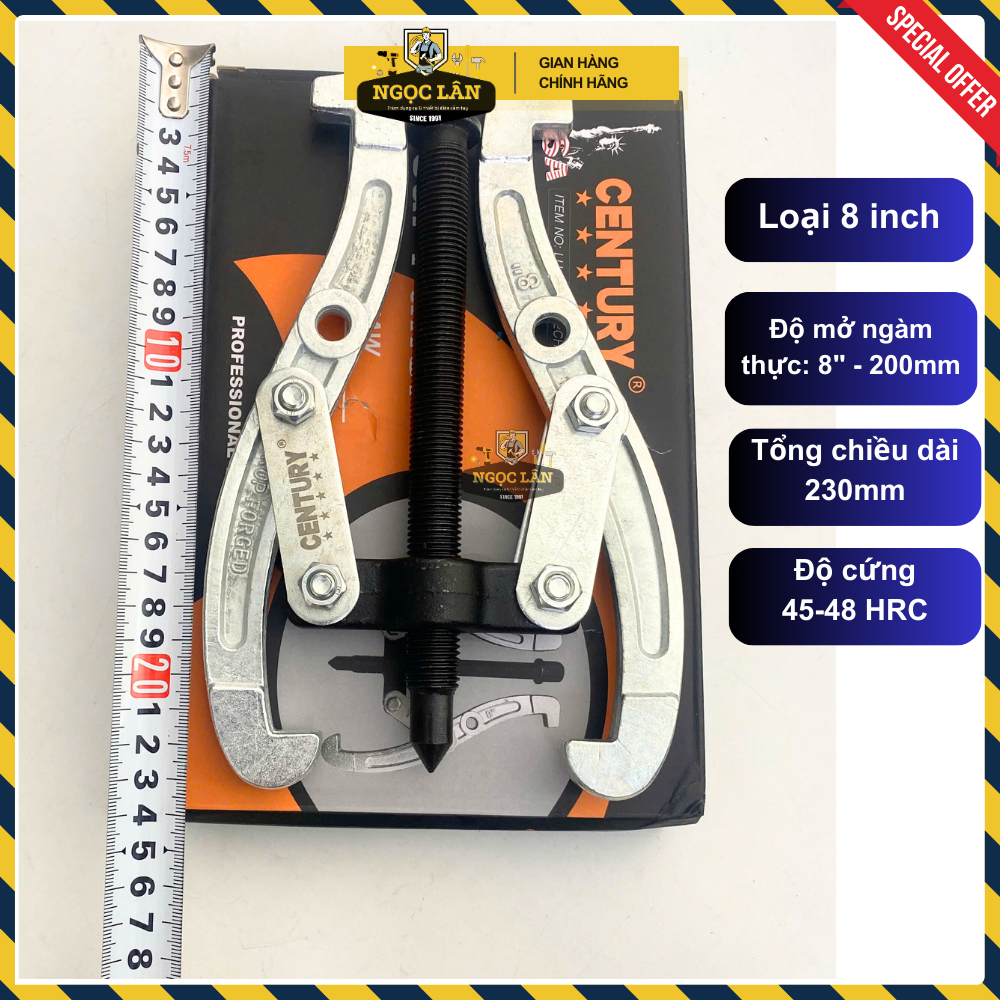 [6-8 inch] Cảo 2 chấu, vam 2 càng Century mở vòng bi, bạc đạn thép cao cấp phiên bản mới