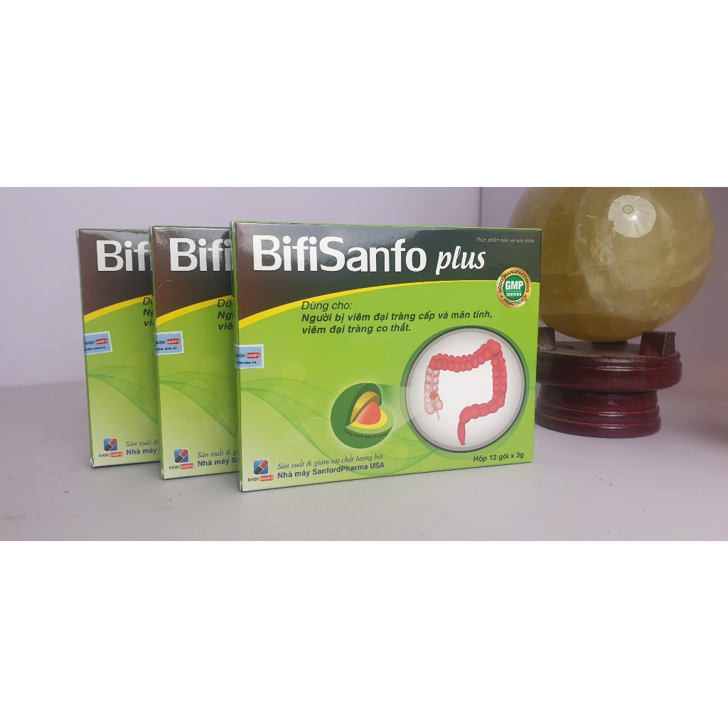 [COMBO 3 HỘP BifiSanfo plus 12 gói ] hỗ trợ giảm nhanh triệu chứng viêm đại tràng, HCRKT