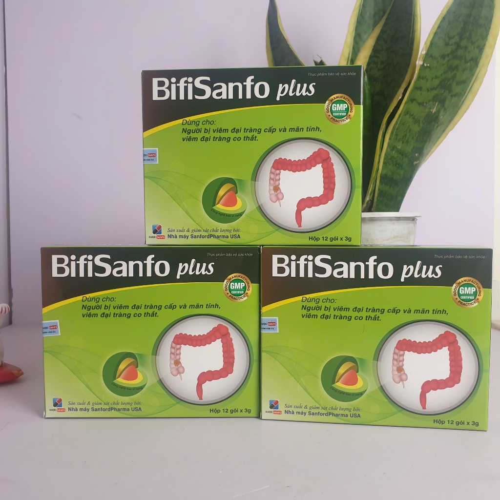 [COMBO 3 HỘP BifiSanfo plus 12 gói ] hỗ trợ giảm nhanh triệu chứng viêm đại tràng, HCRKT