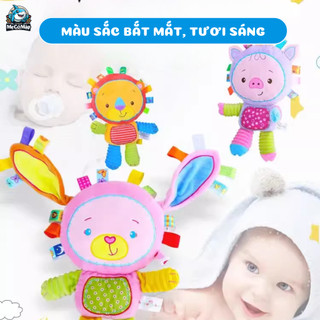Đồ Chơi Cầm Tay Cho Bé Happy Monkey, Lục Lạc Thú Nhồi Bông Cao Cấp Giúp Bé Phát Triển Giác Quan
