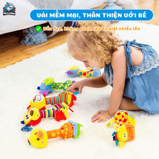 Đồ Chơi Cầm Tay Cho Bé Happy Monkey, Lục Lạc Thú Nhồi Bông Cao Cấp Giúp Bé Phát Triển Giác Quan