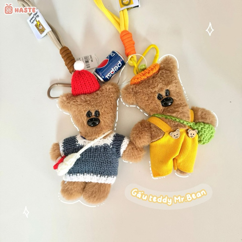 Móc Khoá Nhồi Bông Gấu Thú Bông Teddy Mr Bean Gấu Thỏ Puppy Tổng Hợp Siêu Mềm Mịn Siêu Dễ Thương