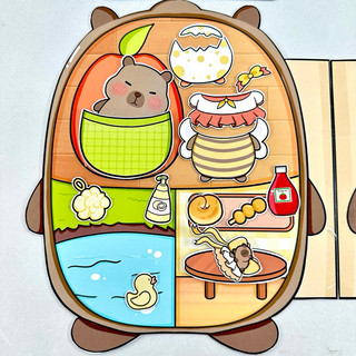 Đồ chơi bóc dán Balo Capybara size to - Búp bê giấy Capybara, Xe mini Capy