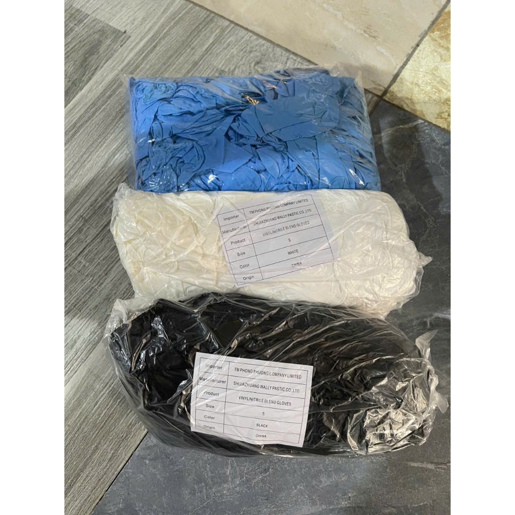 Bịch 100 chiếc găng tay nitrile đen,trắng,xanh dẻo dài chuyên dùng trong spa làm đẹp, thực phẩm