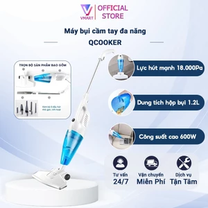Máy hút bụi cầm tay 9 đầu Qcooker, lực hút Mạnh mẽ 18KPa, công suất 650W, hộp bụi 1,2L, hút sạch lông tóc, bụi mịn