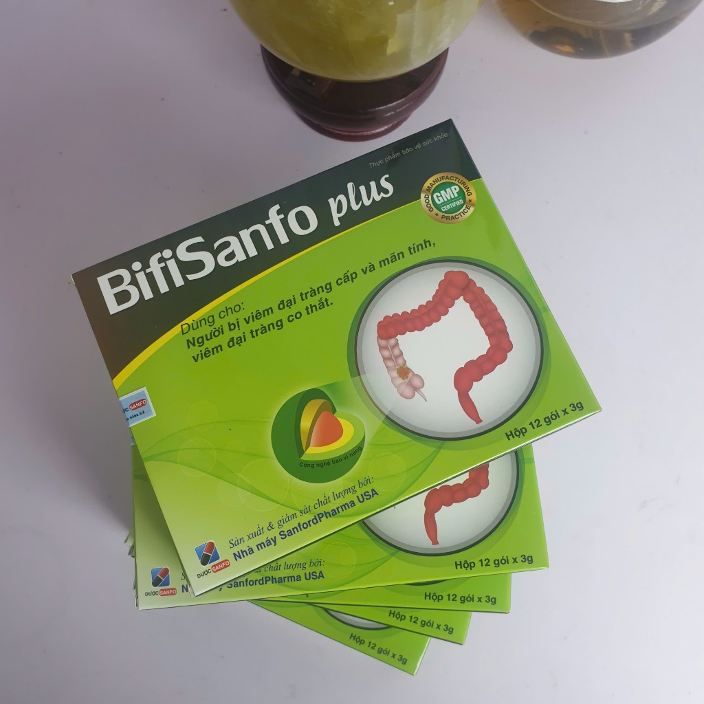 [COMBO 5H BifiSanfo plus 12 gói], hỗ trợ giảm nhanh triệu chứng viêm đại tràng cấp và mạn tính,HCRKT