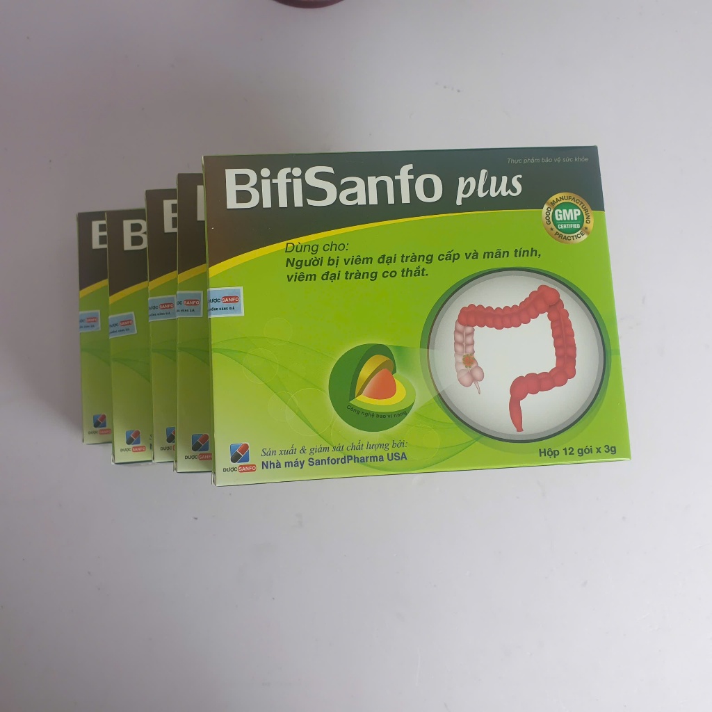 [COMBO 5H BifiSanfo plus 12 gói], hỗ trợ giảm nhanh triệu chứng viêm đại tràng cấp và mạn tính,HCRKT