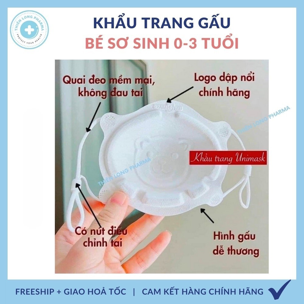 Khẩu trang gấu cho bé sơ sinh 3D Uni Mask dễ thương cho bé 0-3 Tuổi saubabi
